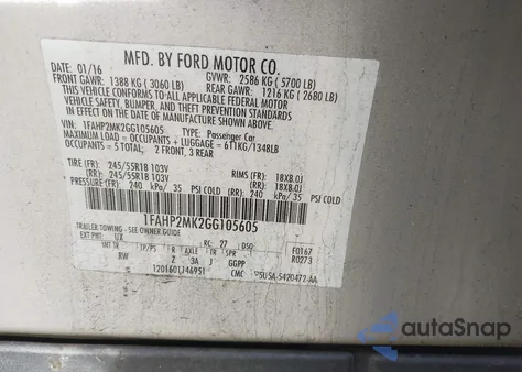 2016 Ford Police Interceptor from USA, damaged, VIN 1FAHP2MK2GG105605